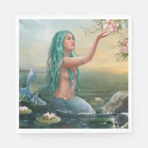 green haired mermaid napkins