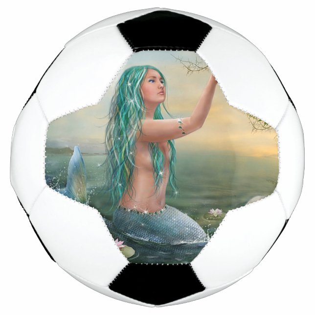 green haired mermaid soccer ball (Front)