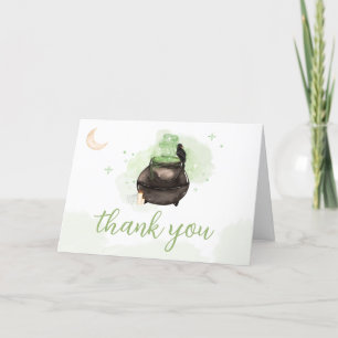 Green Halloween A Baby is Brewing Baby Shower  Letterpress Thank You Card