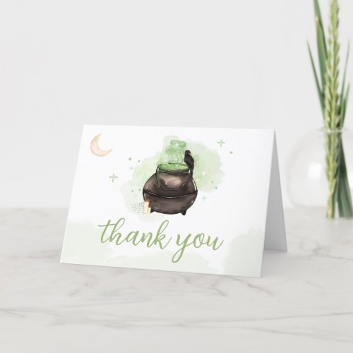 Green Halloween A Baby is Brewing Baby Shower  Thank You Card
