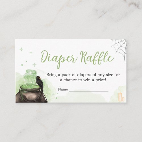 Green Halloween A Baby is Brewing Diaper Raffle Enclosure Card