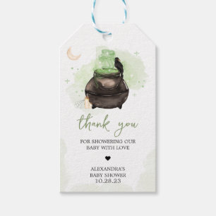 Green Halloween A Baby is Brewing Favor Tags