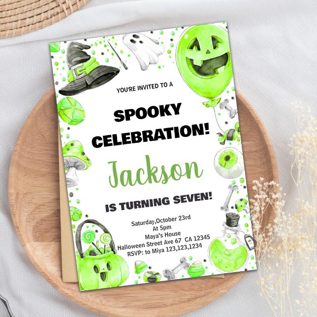 Green Halloween Birthday Invitations (Green Halloween Birthday Invitations)
