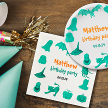 Green Halloween birthday party Paper Napkin