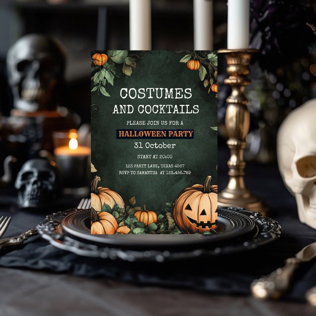 Green Halloween Party Invitation with Pumpkin (Creator Uploaded)
