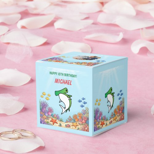 Green Hammerhead Shark Ocean Birthday Photo Favor Boxes