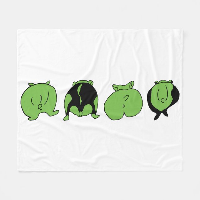 Green Hamster Butts Fleece Blanket (Front (Horizontal))