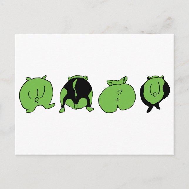 Green Hamster Butts Postcard (Front)