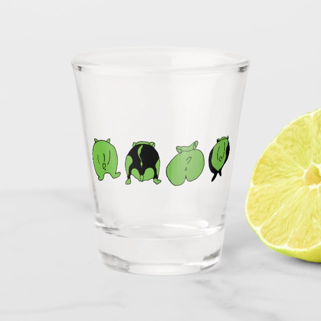 Green Hamster Butts Shot Glass (Front)