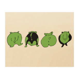 Green Hamster Butts Wood Wall Art