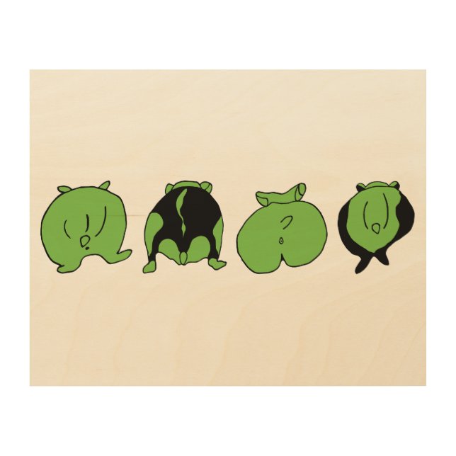 Green Hamster Butts Wood Wall Art (Front)
