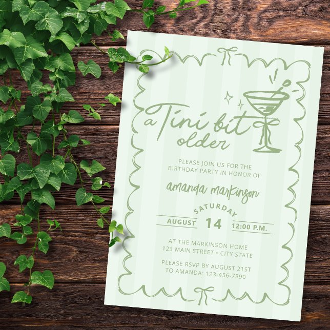 Green Hand Drawn A Tini Bit Older Birthday Invitation (Creator Uploaded)