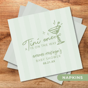 Green Hand Drawn A Tini One Baby Shower Napkins