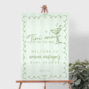 Green Hand Drawn A Tini One Baby Shower Welcome Foam Board