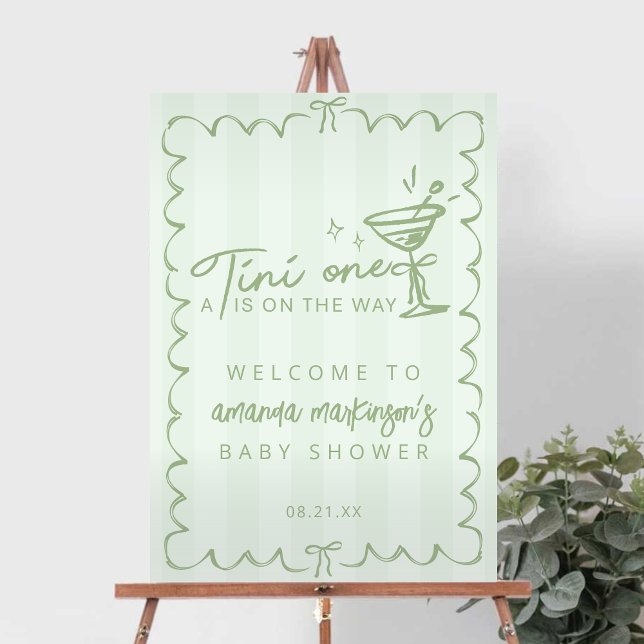 Green Hand Drawn A Tini One Baby Shower Welcome Foam Board (Creator Uploaded)