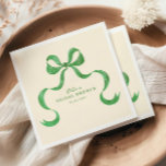 Green Hand Drawn Bow Bridal Shower Napkins<br><div class="desc">Celebrate in style with these vintage inspired bridal shower napkins featuring a green hand drawn oval frame with a bow.</div>