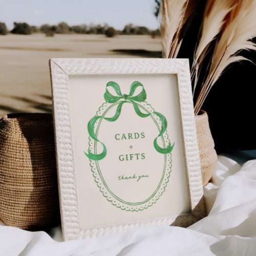 Green Hand Drawn Bow Frame Cards and Gifts Poster