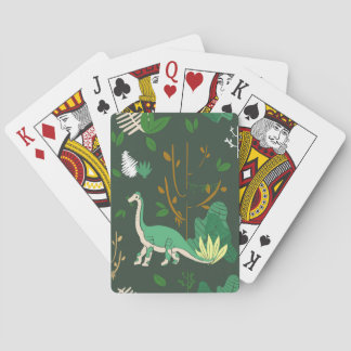 Green Hand drawn Dinosaur Poker Cards