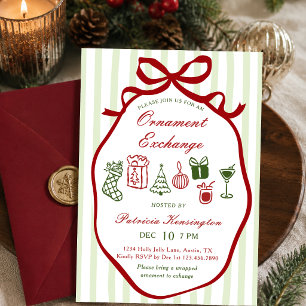 Green Hand Drawn Favorite Things Christmas Party Invitation