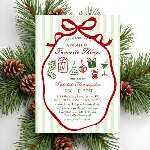 Green Hand Drawn Favorite Things Christmas Party Invitation