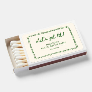 Green Hand Drawn Frame Bachelorette Matchboxes