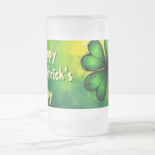 Green, Happiness & Joy - Happy St. Patrick's Day! Frosted Glass Beer Mug