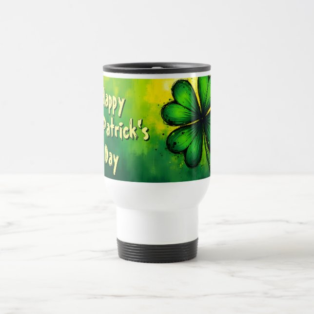 Green, Happiness & Joy - Happy St. Patrick's Day! Travel Mug (Center)