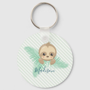 Green Happy Baby Sloth Baby Shower Keychain
