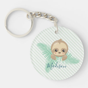 Green Happy Baby Sloth Baby Shower Keychain