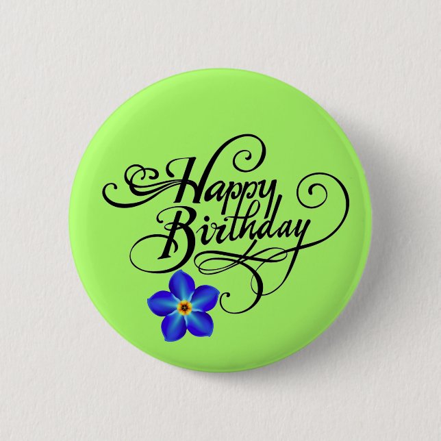 Green Happy Birthday Button (Front)