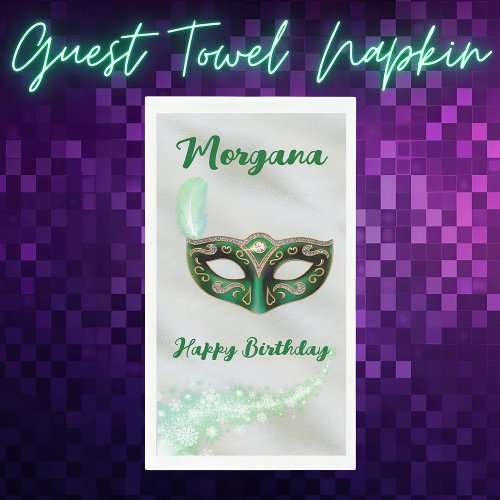 Green Happy Birthday Masquerade Party   Paper Guest Towels