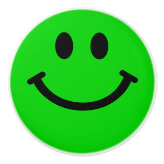 Green Happy Face Ceramic Knob