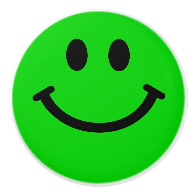 Green Happy Face Ceramic Knob (Front)