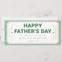 Green Happy Father's Day Gift Voucher Card