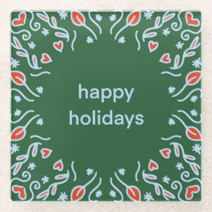 Green Happy Holidays Coaster