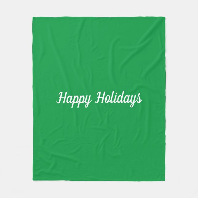 Green Happy Holidays Fleece Blanket (Front)