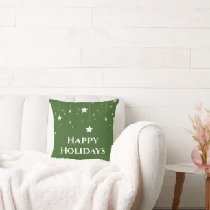 Green Happy Holidays Merry Christmas Throw Pillow