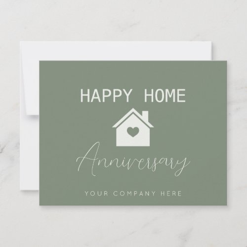 Green Happy Home Anniversary Realty  Card