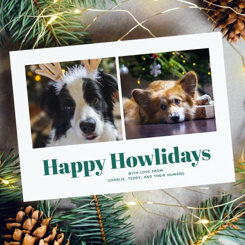 Green Happy Howlidays From the Dogs  Holiday Card