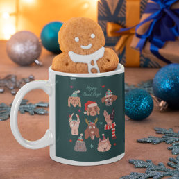 Green Happy Howlidays Holiday Dogs Coffee Mug