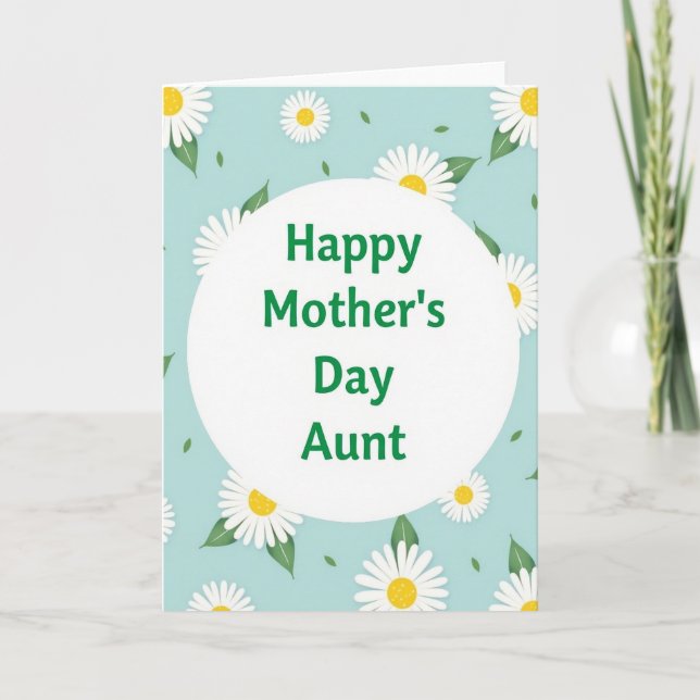 Green Happy Mothers Day Aunt Card (Front)