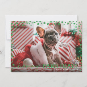 Green Happy Pawlidays Pet Lover Holiday Photo Card