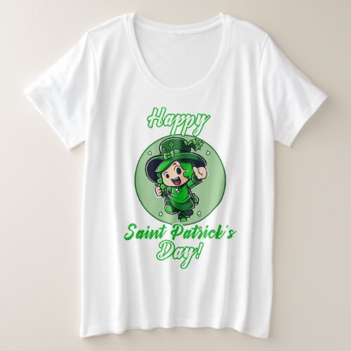 Green Happy Plus Size St Patricks Day Plus Size T_Shirt