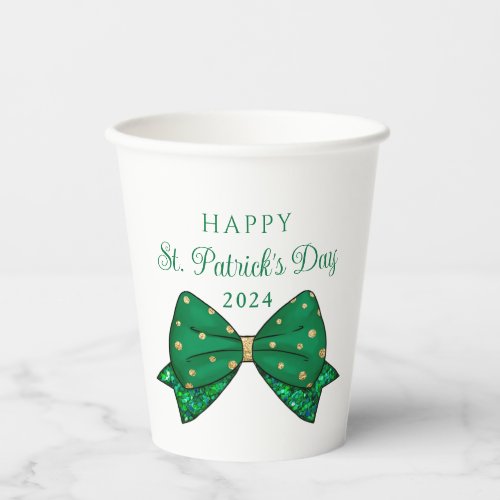 Green Happy St Patricks Day 2024 Paper Cups