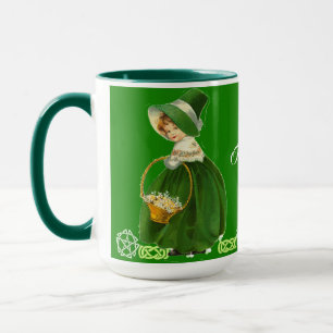Green Happy St Patricks Day Little Girl Celtic Hem Mug