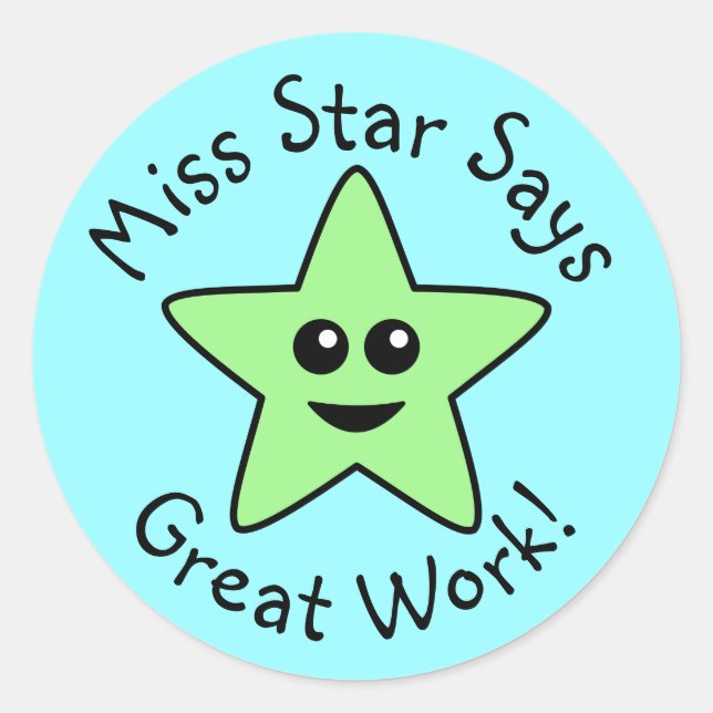 Green Happy Star Great Work Stickers (Front)