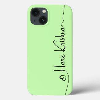 Green Hare Krishna typography - spiritual gift iPhone 13 Case