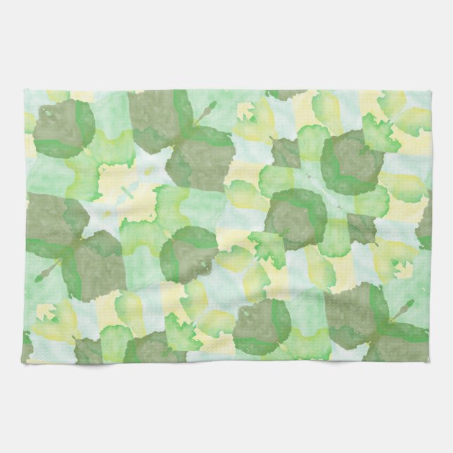 Green Harmony Abstract Pattern Kitchen Towel (Horizontal)