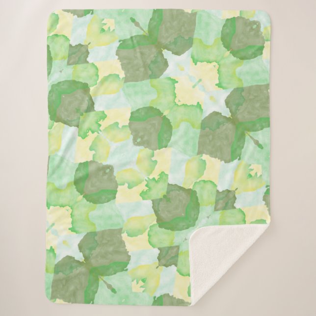 Green Harmony Abstract Pattern Sherpa Blanket (Front)