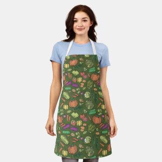 Green Harvest Symphony With Orange Pumpkins Apron